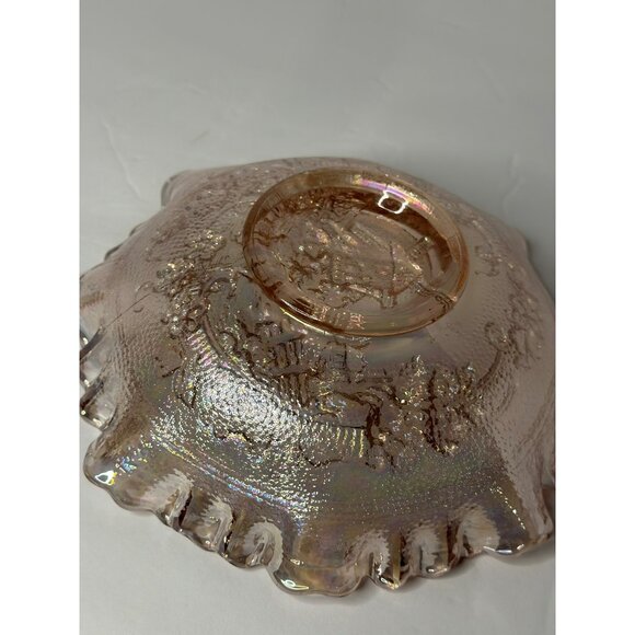VTG Imperial Lenox Windmill Pattern Pastel Pink Iridescent Carnival Glass Bowl - Picture 6 of 6